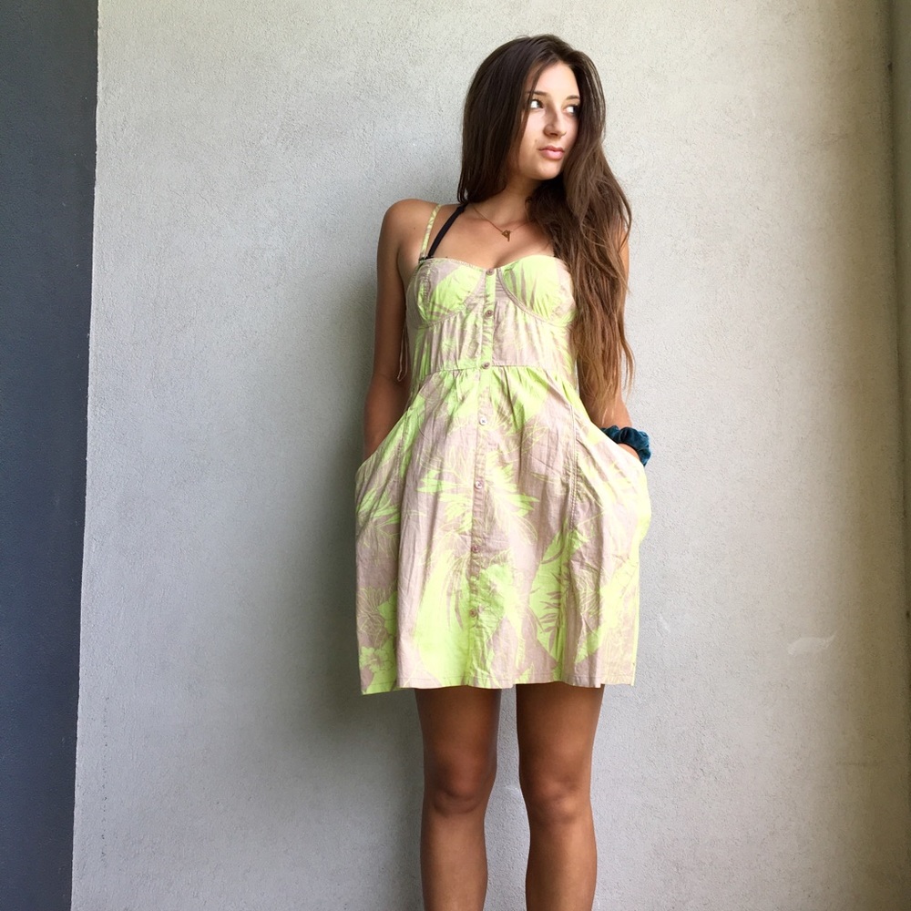 Billabong Convertible Strap Dress Pockets Beach S